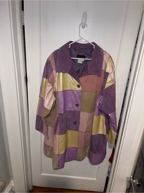 Vintage Via Accenti Genuine Suede & Leather Patchwork Jacket - Size 3X